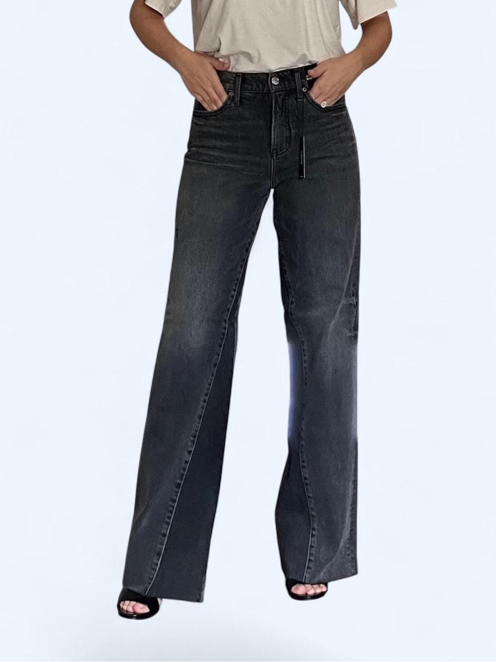 Express High-Rise Wide Leg Jeans — Washed Black